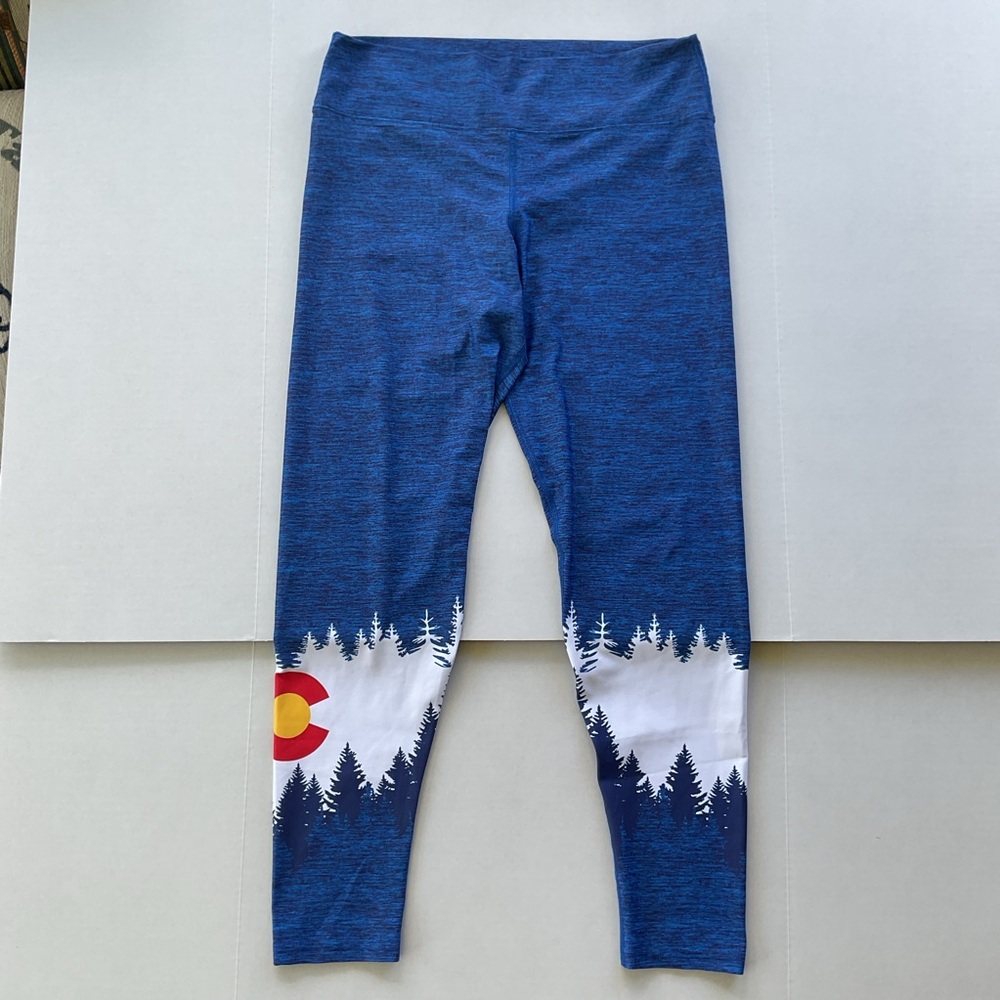 Aksels Colorado Flag Athletic Fit Blue White Leggings Women's XL